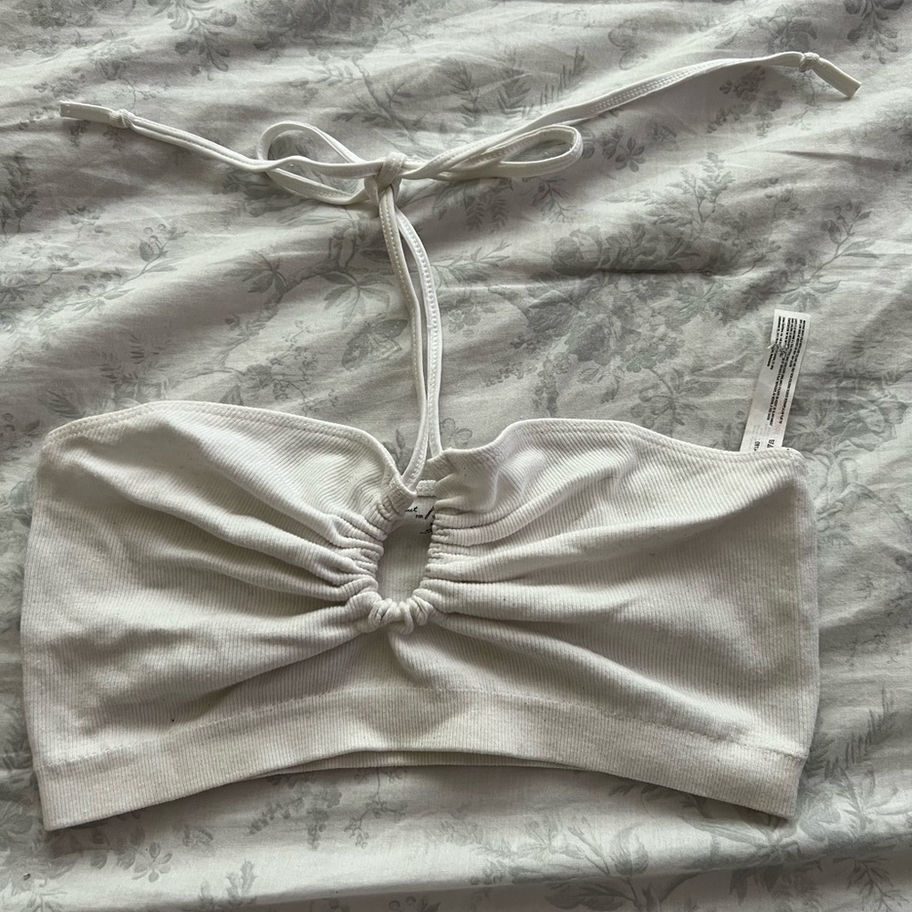 White Halter Bandeau Top